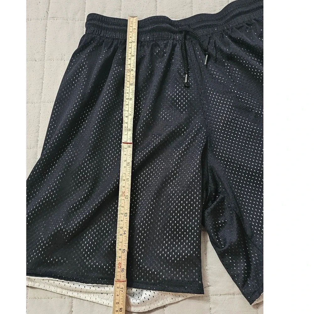 Nike Kids Reversible Mesh Athletic Basketball Shorts Black White Swoosh